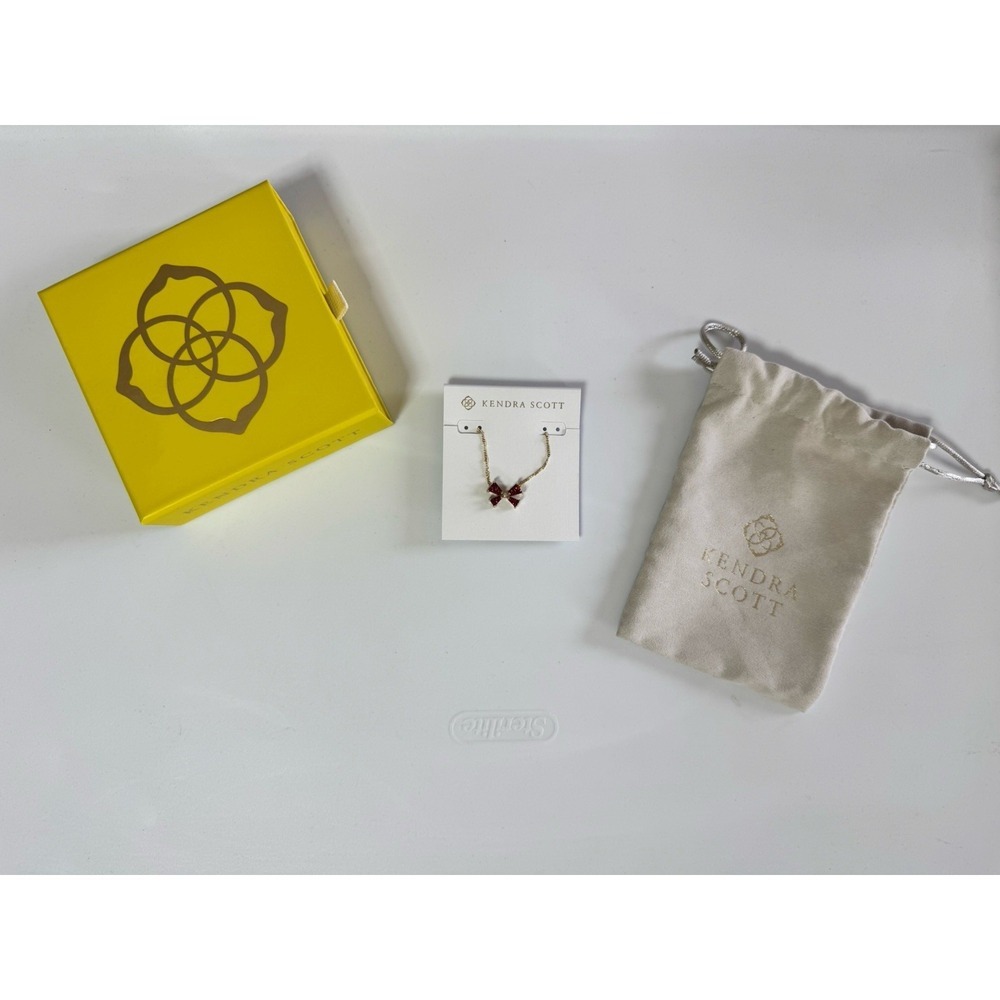 NEW Kendra Scott Present 14k Gold Red Bow Pendant Necklace 19" New With Box